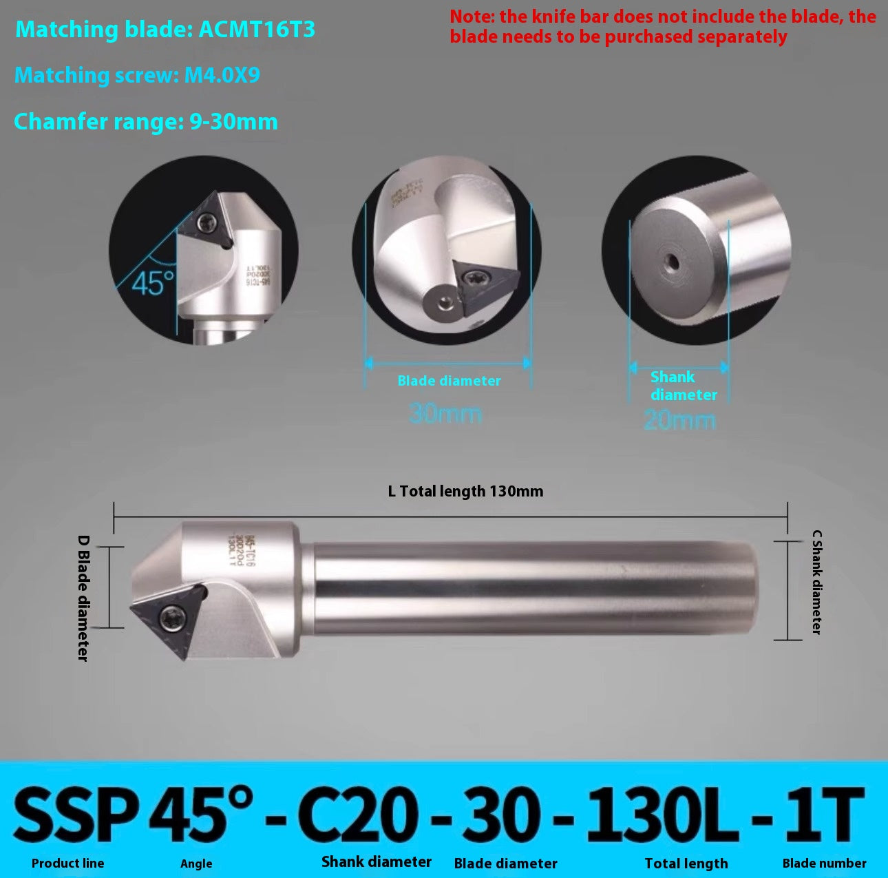 1144-Shedding type fixed-point chamfering cutter 30 degree 45 degree 60 degree chamfering cutter bar SSK/SSP/TCM/SSY/SSO/SSH Shandong Denso Pricision Tools Co.,Ltd.